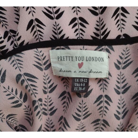 Pretty You London Womens Pink Black Chemise Slip Nightgown Size S to M 6-8 - Picture 4 of 4